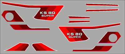 KS80 Super Sticker Set Compleet Rood / Wit