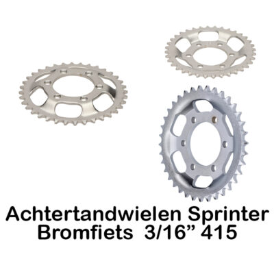 Achtertandwielen bromfiets Sprinter 3/16" 415