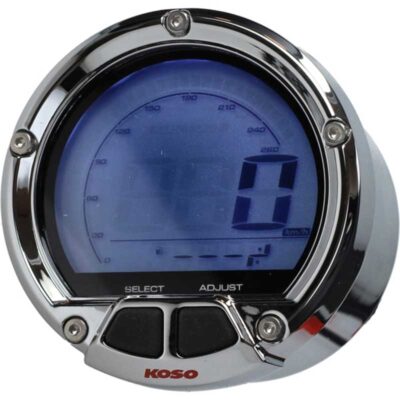 KOSO KM Tellerklok Digitaal 55/61mm Blauw Licht Chroom dl-02s