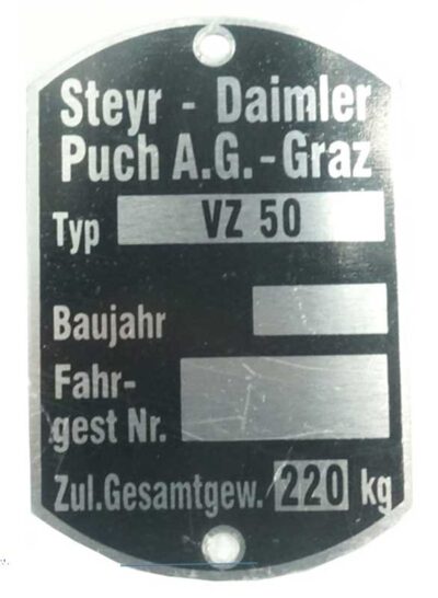 Puch Typeplaatje VZ50
