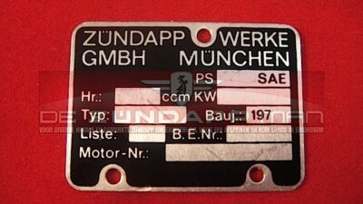 Motorblok Typeplaatje 1970